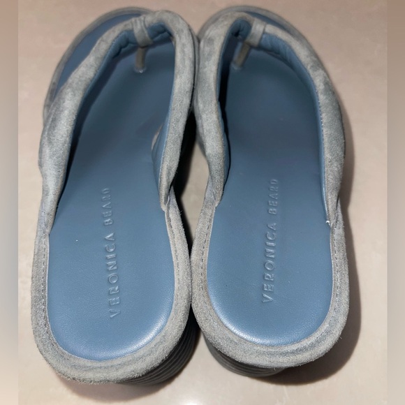 EUC Veronica Beard Geno Ribbed Suede Platform Wedge Thong Sandals - Picture 7 of 8